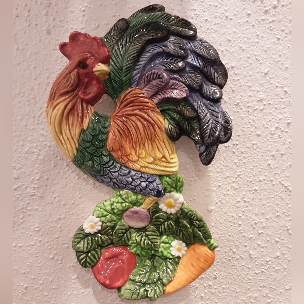 FITZ and FLOYD "Coq du Village" Rooster Spoon Rest | Wall Hanging Vtg 90's